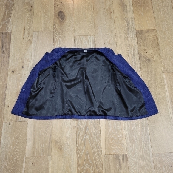 Chico's Textured Button Front 3/4 Sleeve Cropped Mandy Jacket Blue size Small - Picture 4 of 10